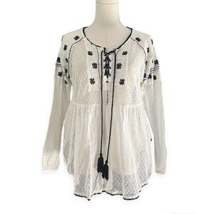 Free People Boho Lace Sheer Pokadot top Fall Autumn Whimsycal Fairycore Y2K
